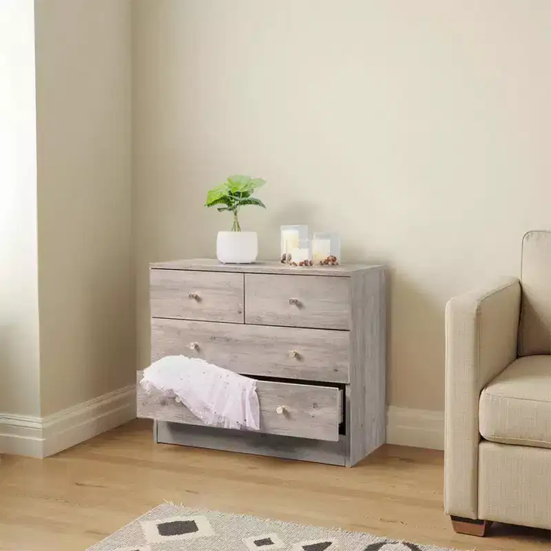 Karl Home 4-Drawer Gray Particle Board 25.98in. W Chest of Drawer