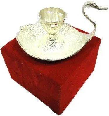 Peacock Brass Decorative Platter (Silver)