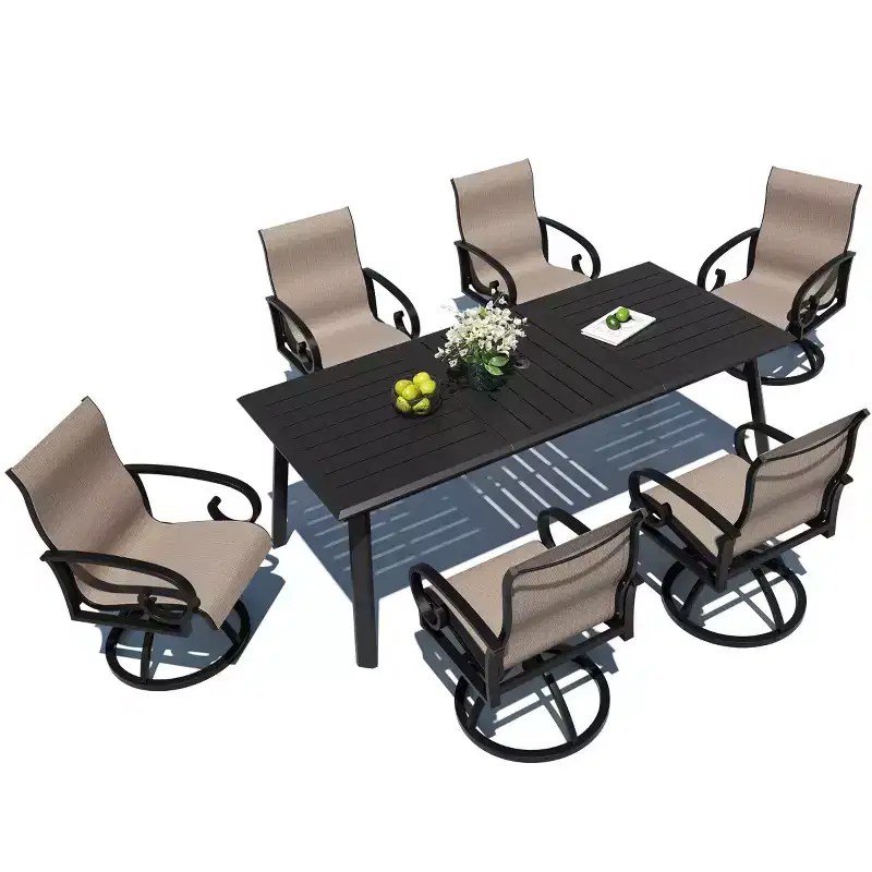 Crestlive Products Aluminum Outdoor Dining sets Patio Dining Table with Ergonomic Armchairs for 6-10 People