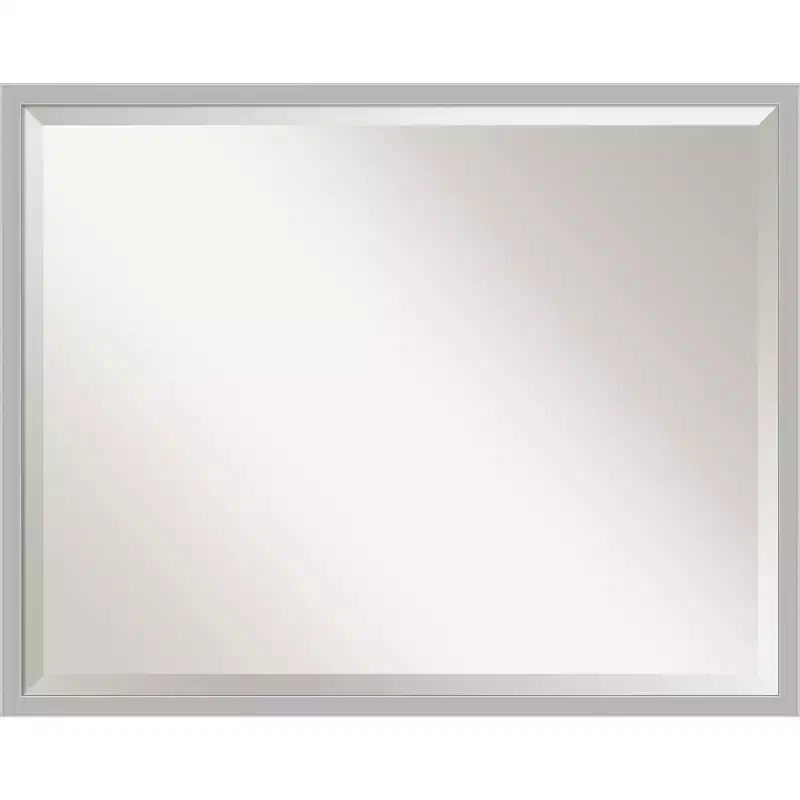Hera Brushed Framed Bathroom Vanity Wall Mirror Chrome - Amanti Art