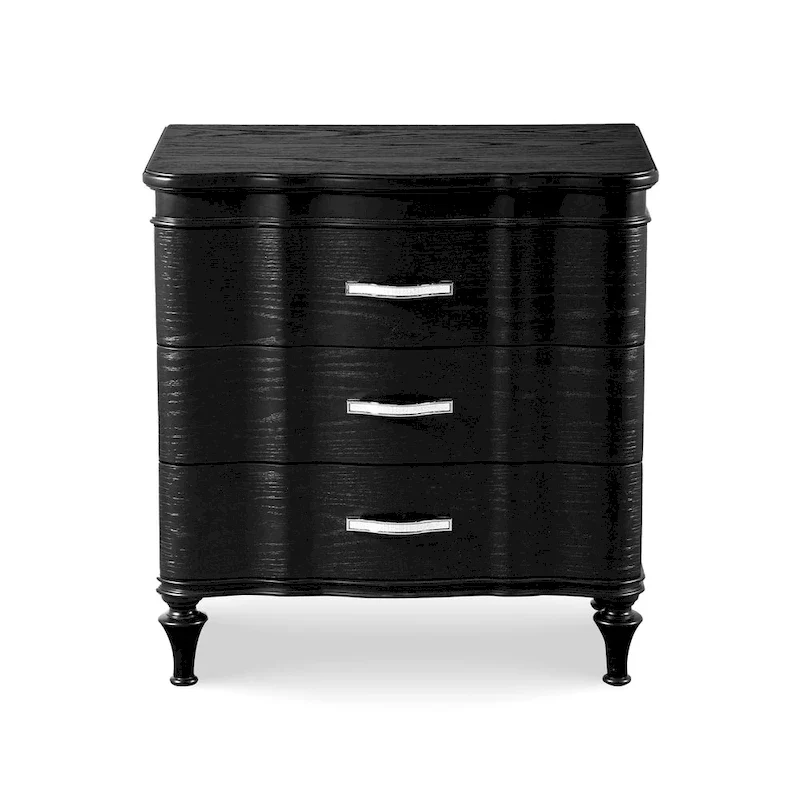Black / Silver Glam 3-Drawer Nightstand, for 1