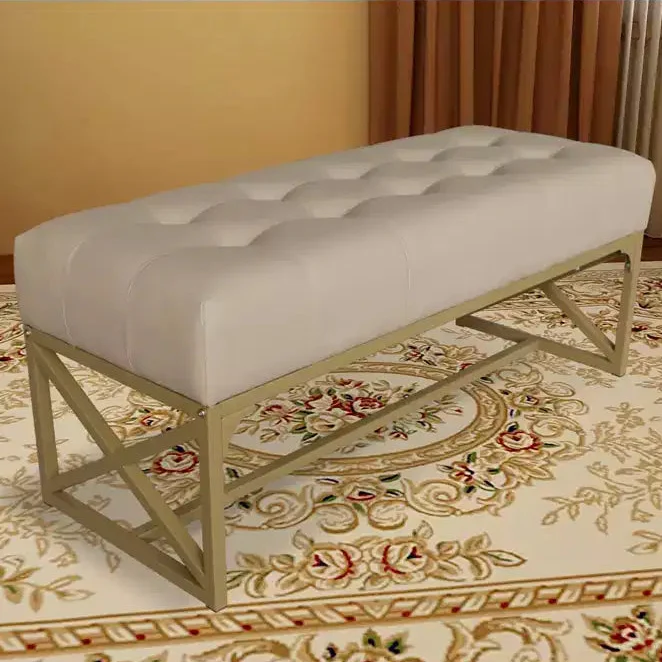 Modern Faux Leather Bench, 40.2 Inches, Gold