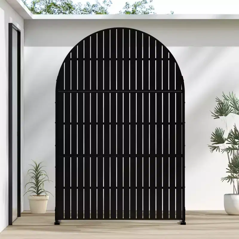 71.37x46.8inch vertical fence black arched galvanized sheet screen independent metal privacy screen and panel