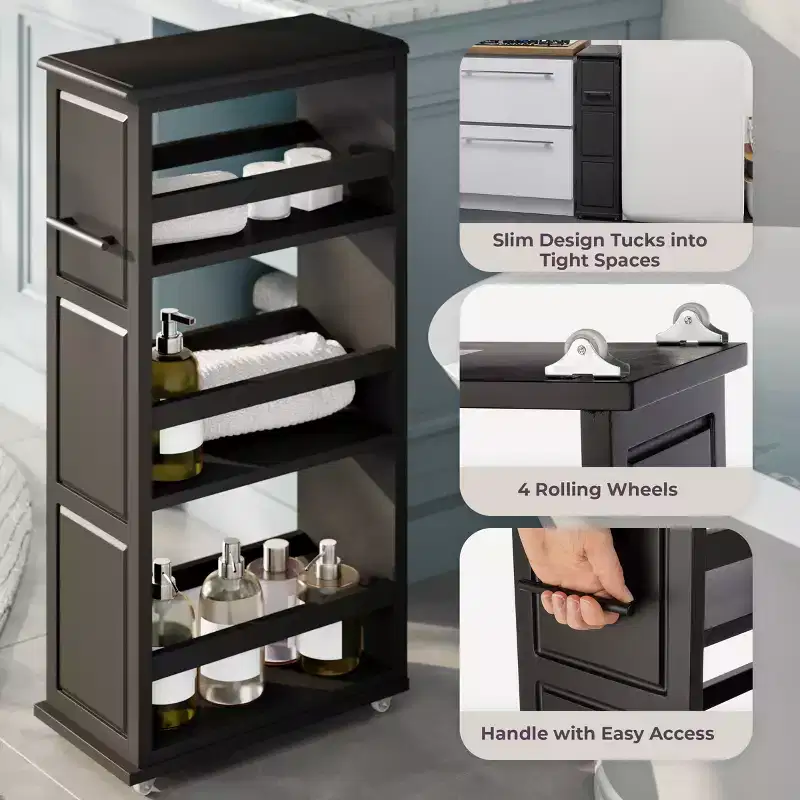 Lavish Home Slim Rolling Storage Cart