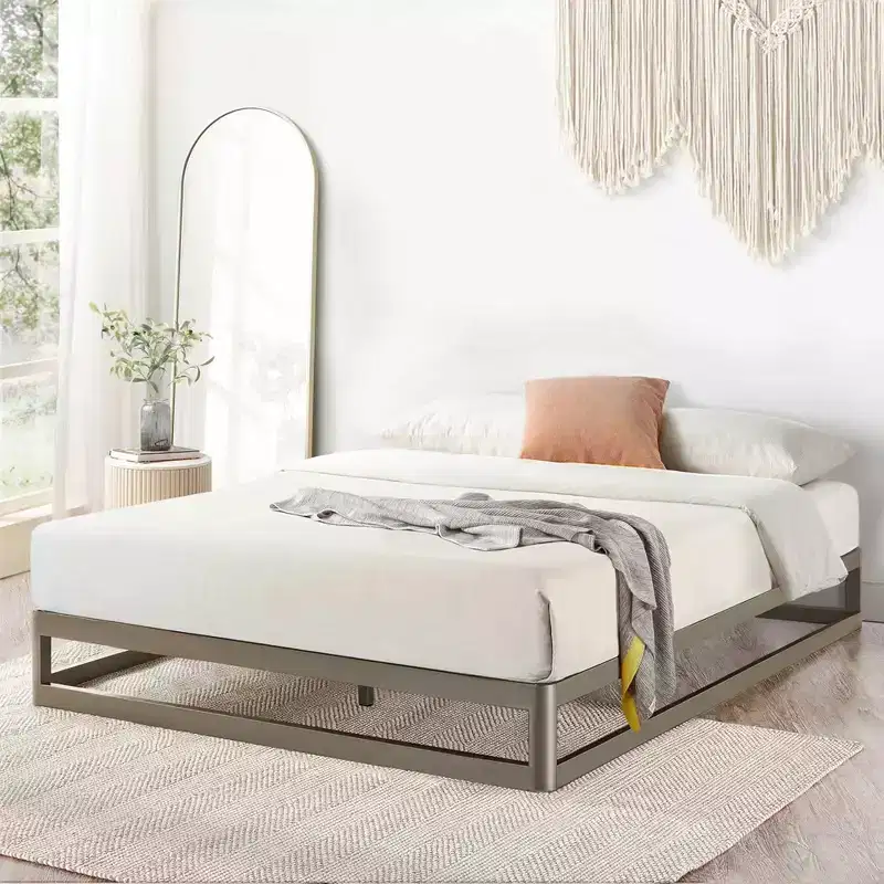 9-Inch Metal Platform Bed Frame with Mattress Foundation, King, Gray