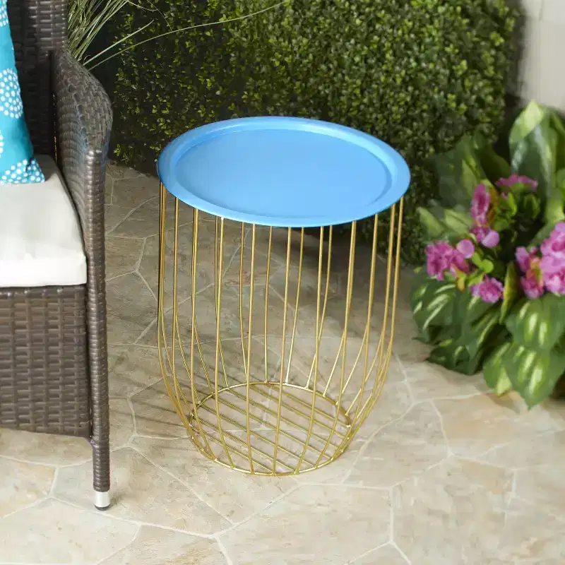The Lakeside Collection Wire Storage Side Table with Removable Tabletop