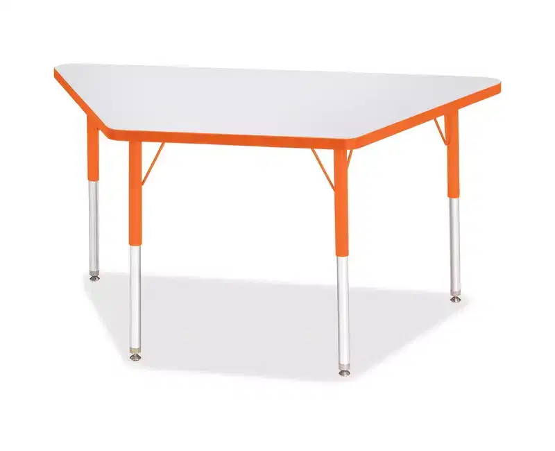 Jonti-Craft Berries Adult-Size Gray Laminate Trapezoid Table (24 x 48) in Orange