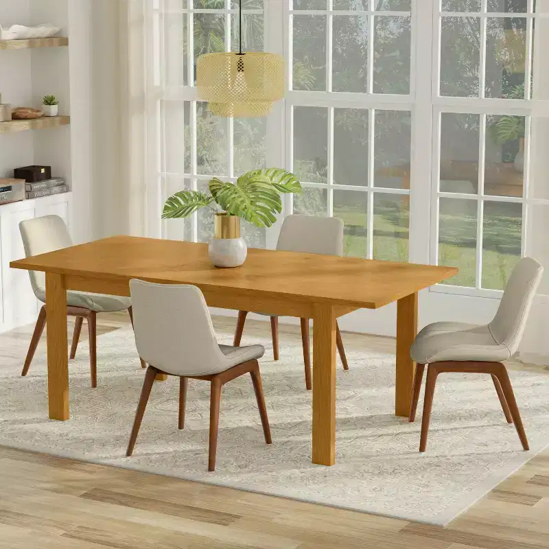 Saige 60-76 inch x 36 inch Rectangle Transitional Extendable Dining Table