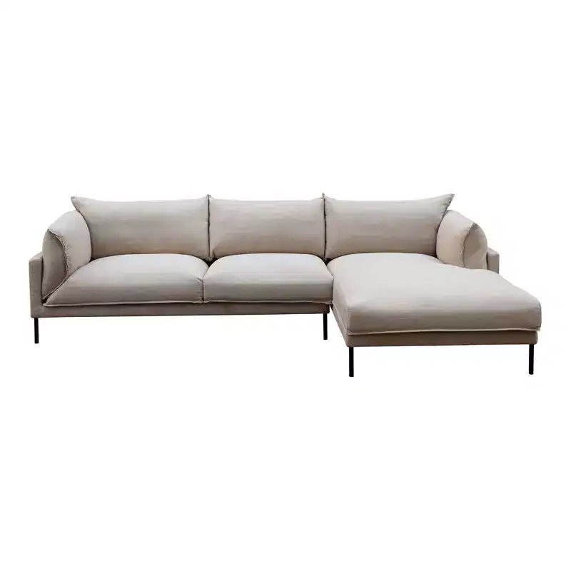 Sabula Sectional Right Sofa Sandy Beige - Alder Bay: Linen-Blend, Down Wrapped Cushions, Wood Frame