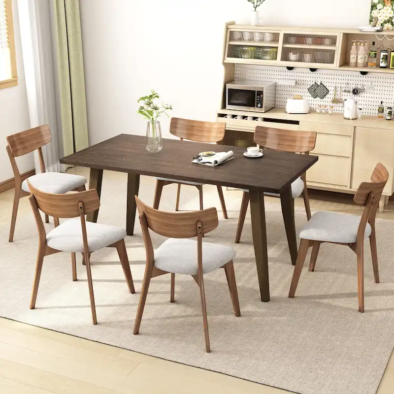 Set of 2 Light Beige Wood Dining Chairs Side Chair Office Table Chair