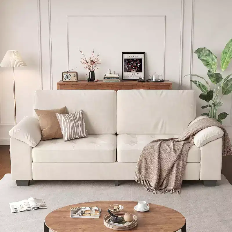 90 Modern Oversized Velvet Loveseat, Wide Armrests, Washable Cushion Covers, Comfy 2-3 Seater Sofa for Living Room, Bedroom, Apartment