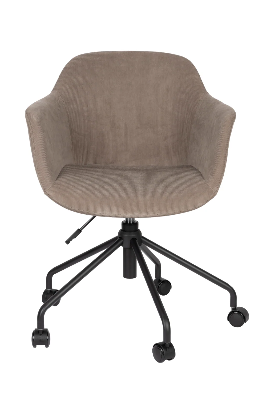 Polyester Upholstered Swivel Office Armchair with Black Metal Base