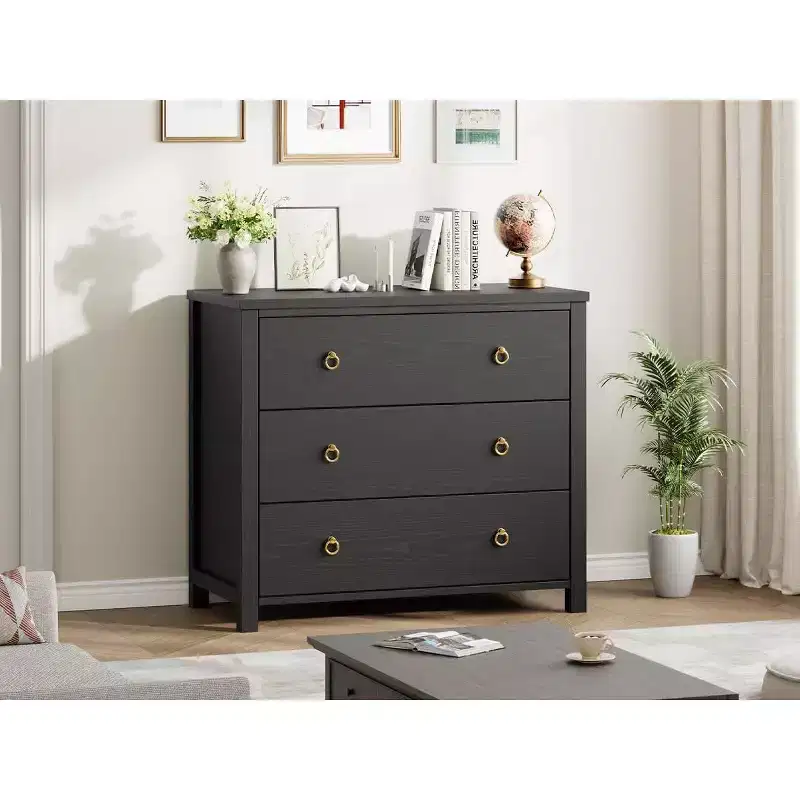 6 Dresser for Bedroom, Modern Wide Drawer Dresser with Storage, Wooden Closet Dressers Chest of Drawers Freestanding, Black