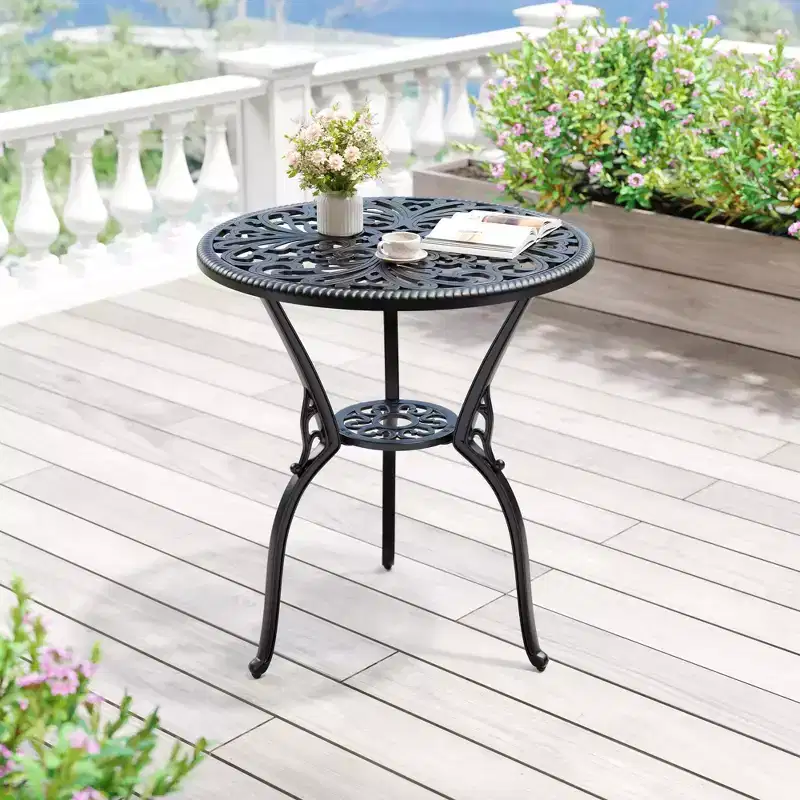 Outdoor Lightweight Cast Aluminum Dining Table, Durable & Easy to Assemble for Patio and Garden Use