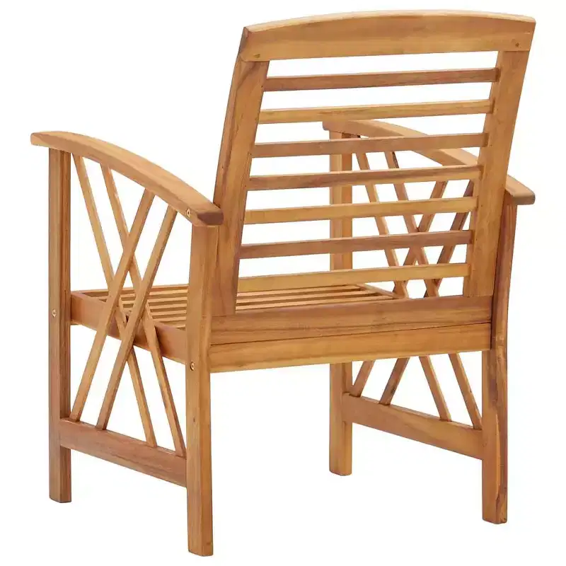 vidaXL Garden Chair Set of 2 Natural Wood Solid Acacia Wood - Brown