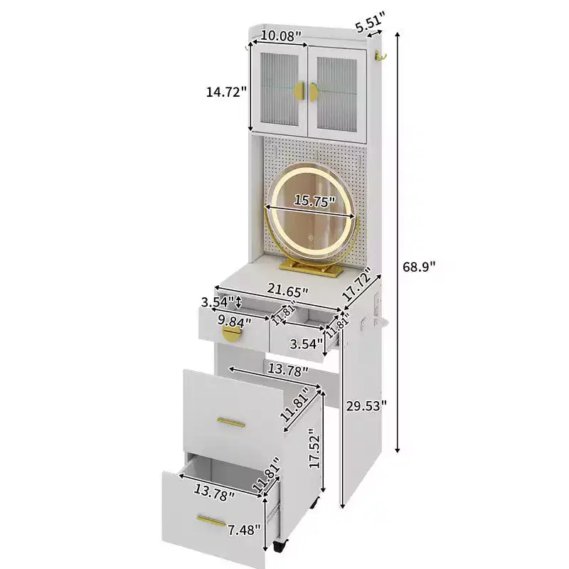 Karl Home Makeup Vanity Set with LED Lights and Power Outlets