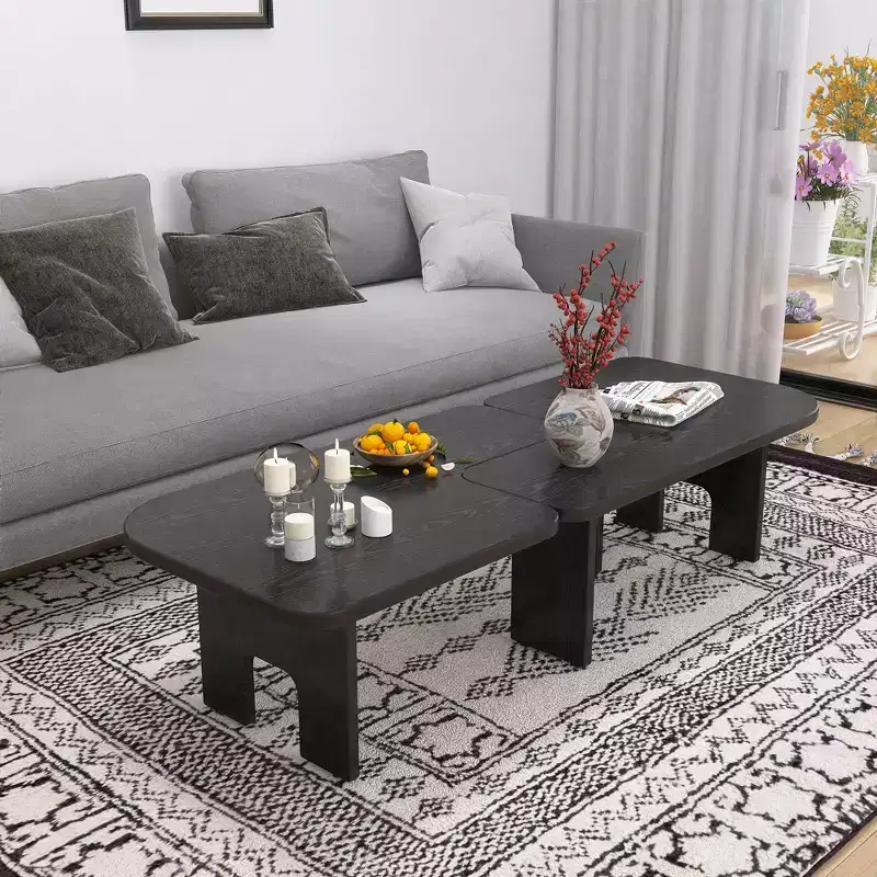 GDFStudio Becker Modern Fir Wood Extendable Nesting Coffee Table Set