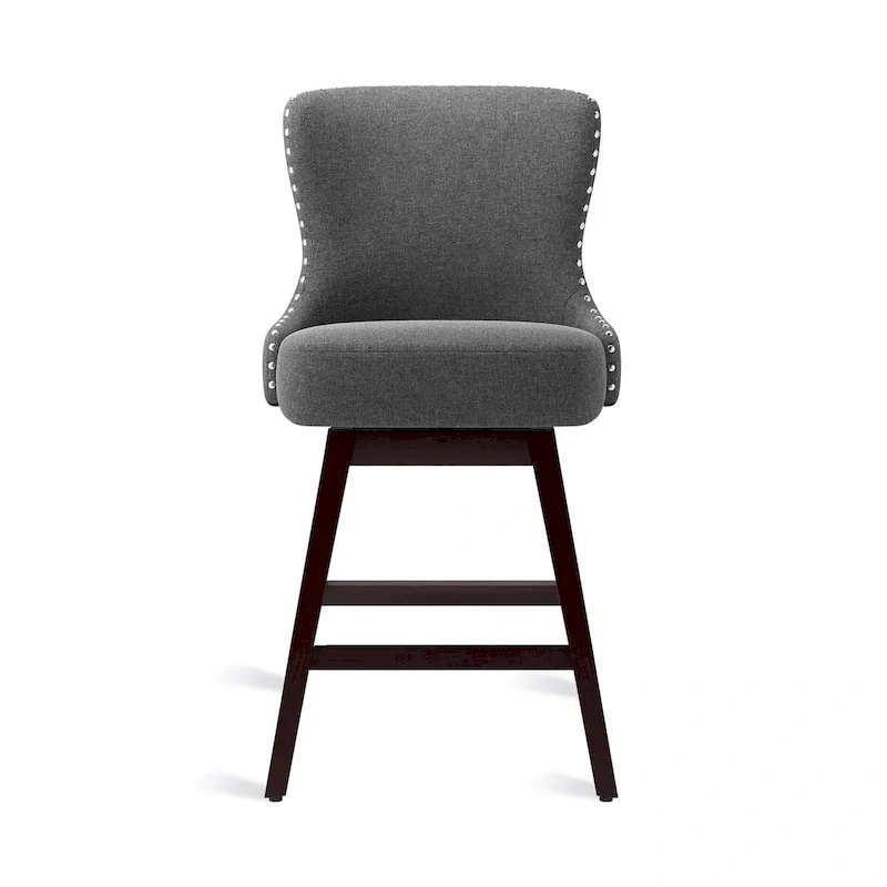 26 in. Mid-Century Modern Counter Stools Faux Leather/Fabric Upholstered Swivel Bar Stools for Island