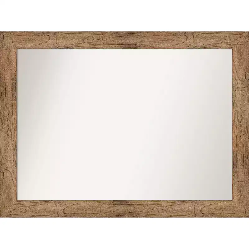 44" x 33" Non-Beveled Owl Brown Wood Wall Mirror - Amanti Art