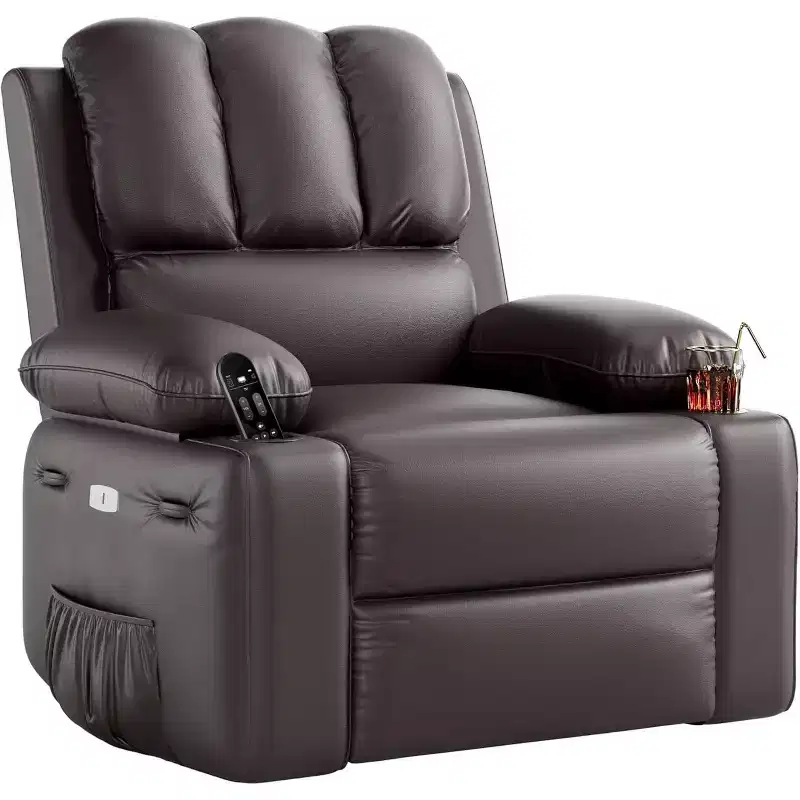 Acekool Power Recliner sofawith Massage, Swivel Rocker, USB Port, Cup Holders, Side Pockets, Extra-Wide Seat, Living Room