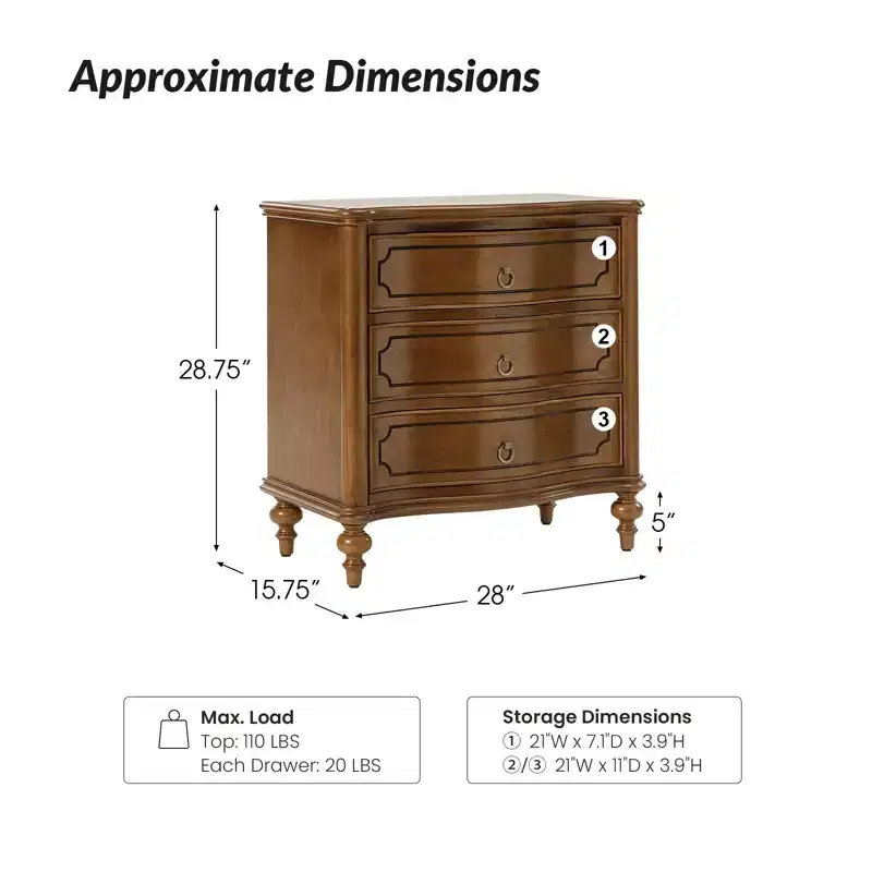 Linus 3-Drawer end table| ART OF LIVING DESIGNS