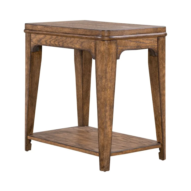 Chairside Table with Wood Top and Bottom Shelf