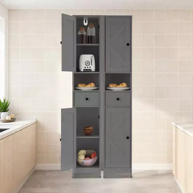67in Tall Bathroom Cabinet with 2 Adjustable Shelves & 1 Drawer, Freestanding Storage Organizer for Small Spaces, Bathroom, Kitchen & Hallway