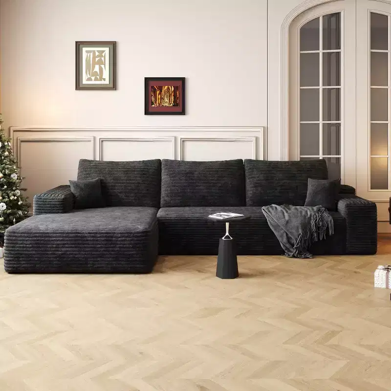 107 Modern L-Shaped Cloud Sectional Couch with Chaise, Modular Deep-Seat Sofa Couch for Living Room, Bedroom, Family Room-Panipeachy