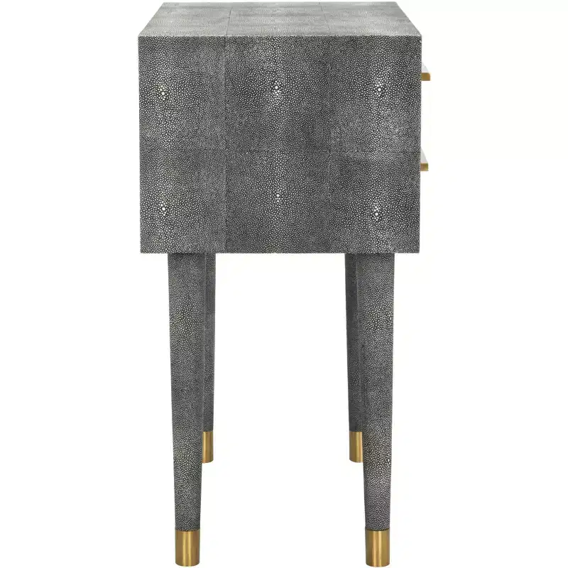 Faux Shagreen End Table – Black
