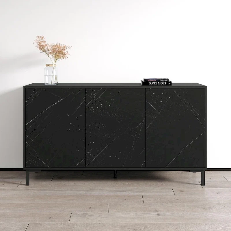 150cm Marble-Look Sideboard with Storage