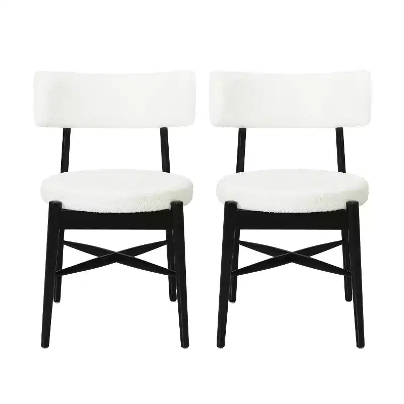 Christopher Knight Home Lumen Modern Rubberwood Linen Blend Upholstered Dining Chairs (Set of 2)