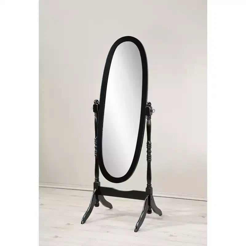 Traditional Oval Wood Floor Cheval Mirror Freestanding