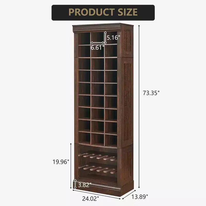10-Tier Wooden Shoe Storage Cabinet with 30 Cubbies