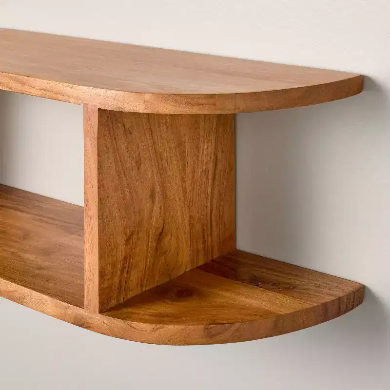 Rounded Edge Two Tier Wood Shelf