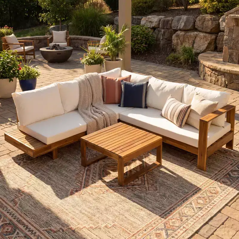 Patio Sectional Sofa Set Waterproof Outdoor Conversation Set Patio Lounge Set Garden Seating Group with Cushion & Table - ModernLuxe