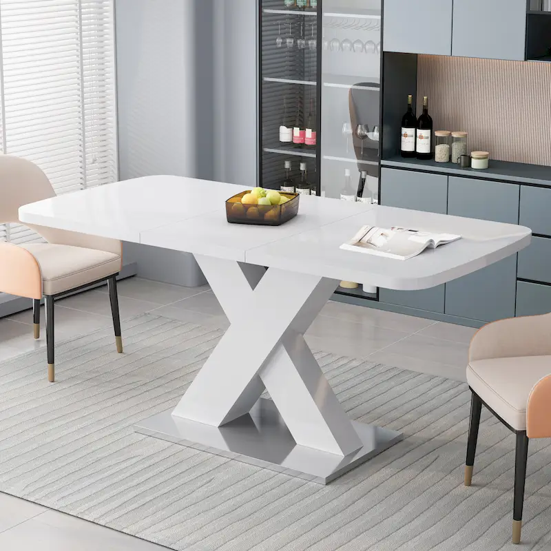 MDF & Steel Extendable Square Dining Table