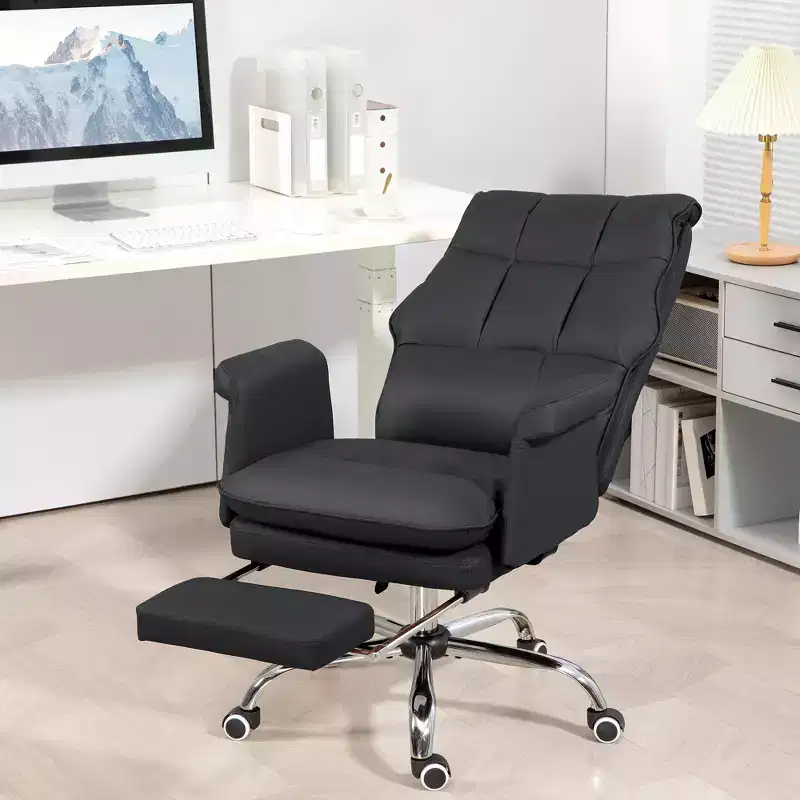 PU Leather Executive Office Chair, Ergonomic and Reclining Office Desk Chair with Footrest