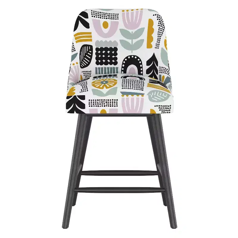 Counter Height Barstool – Modern Square Upholstered Rubberwood Frame
