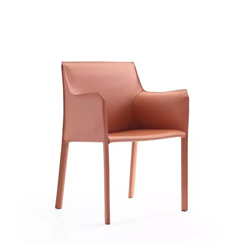 Saddle Faux Leather Armchair Modern Dining Chair Metal Frame Fully Assembled