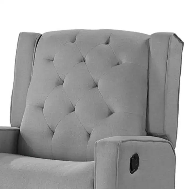 Swivel Glider Manual Recliner, Solid Wood, Classic Gray Burlap