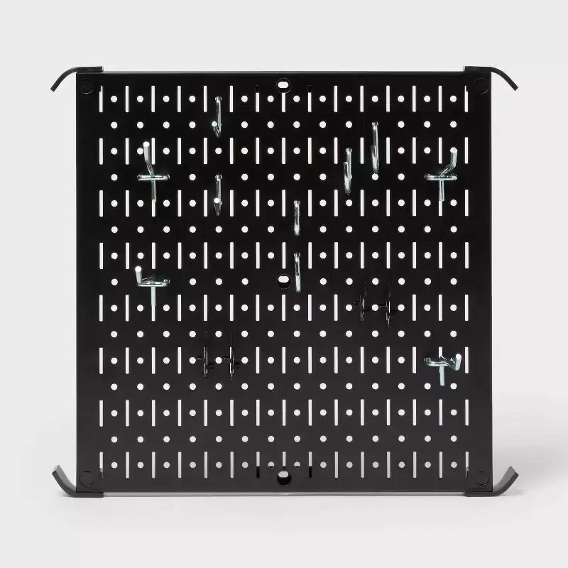 16 Square Metal Pegboard - Brightroom™: Wall & Garage Storage Organizer, Carbon Steel, Black, 100 lb Capacity