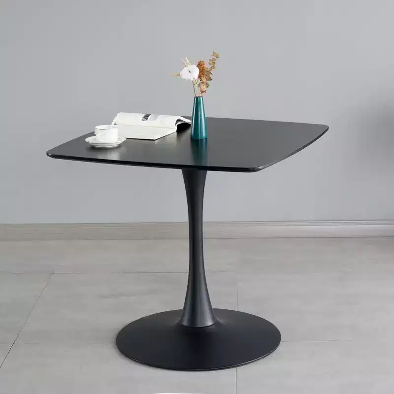 Mid Century Modern Dining Table, 31.5 in Modern Base Pedestal Table for Small Spaces Coffee Table for Dining Room, Kitchen-Black Small