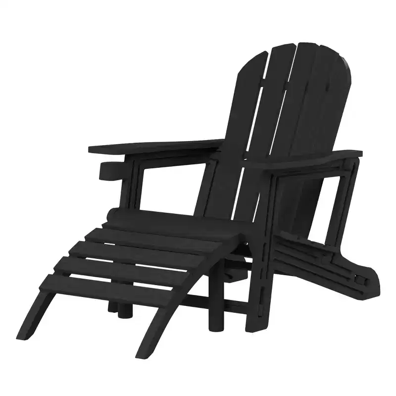 WestinTrends Azura No-Tools Outdoor HDPE Patio Adirondack Chair with Patio Ottoman