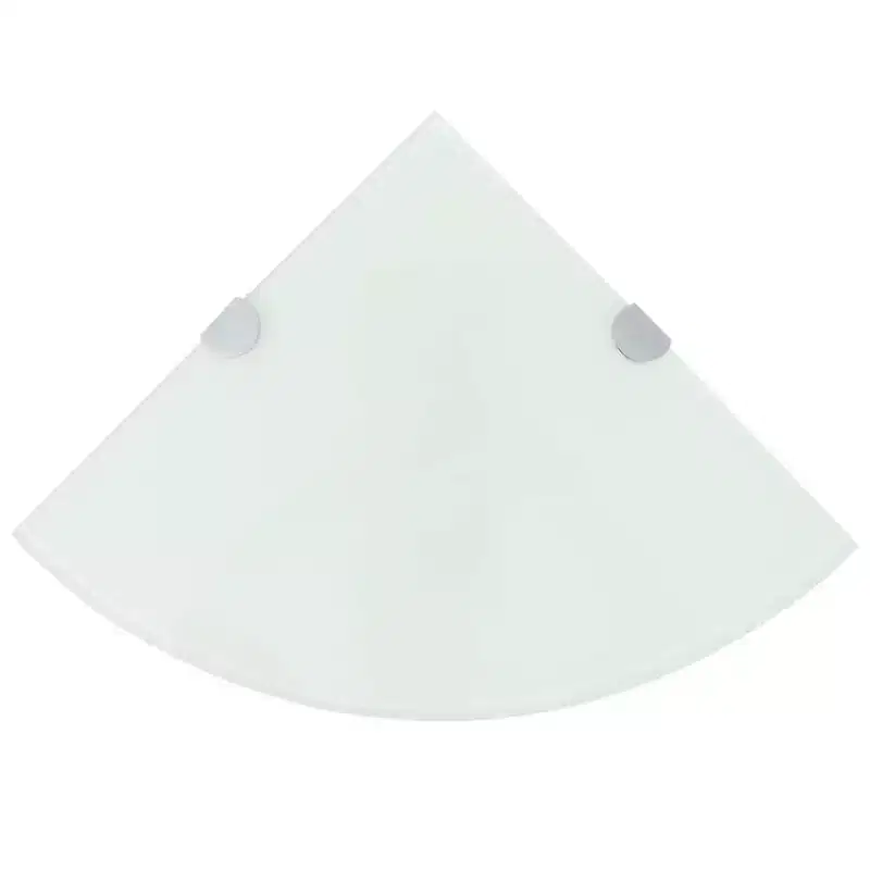 Corner Shelf White Tempered Glass 9.8 in x 9.8 in Wall Mounting