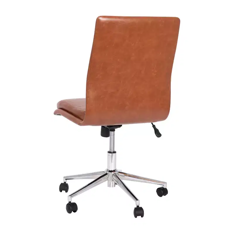 Mid-Back Armless Swivel Task Office Chair Bonded Leather Adjustable Metal Base
