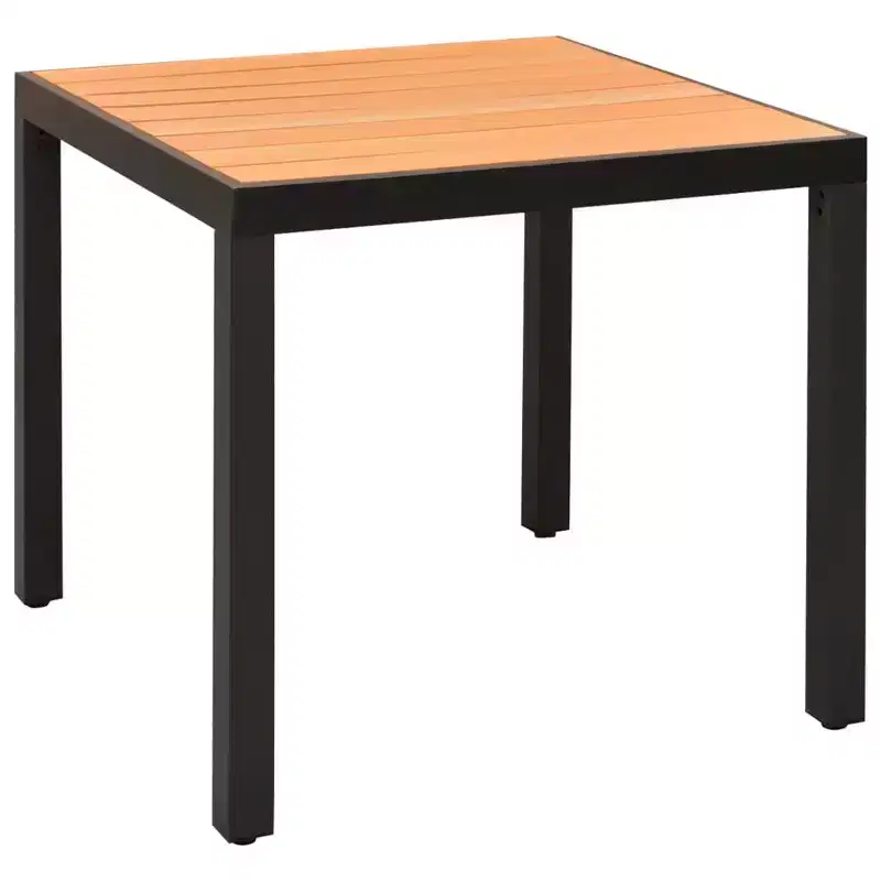 vidaXL Dining Set Black and Brown PE rattan, WPC, Aluminium Compact