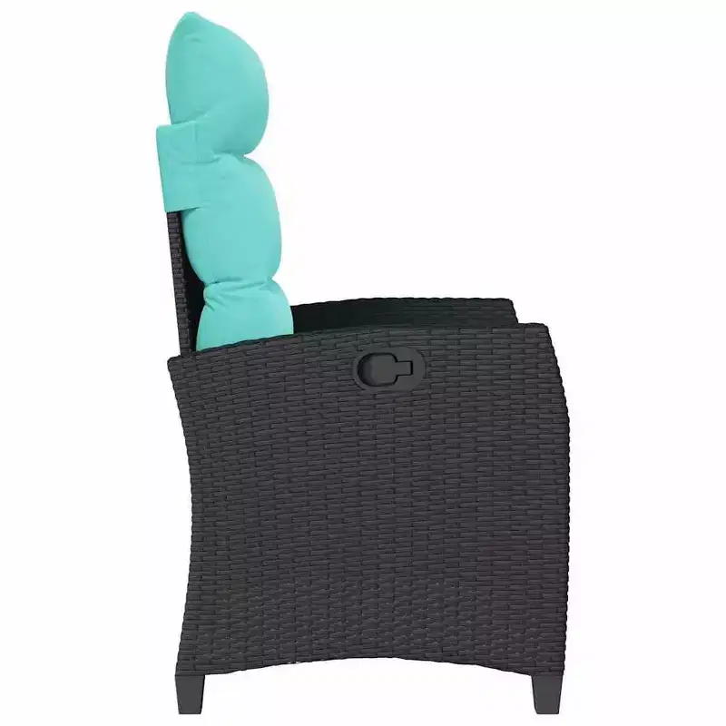 vidaXL Reclining Garden Chair in Poly Rattan with Side Table