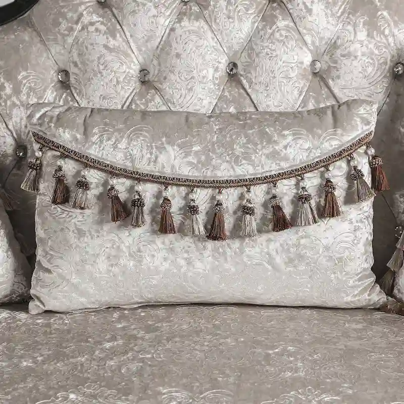Furniture of America Clarissa Traditional Sofa Set with Button Tufted Back and Accent Pillow
