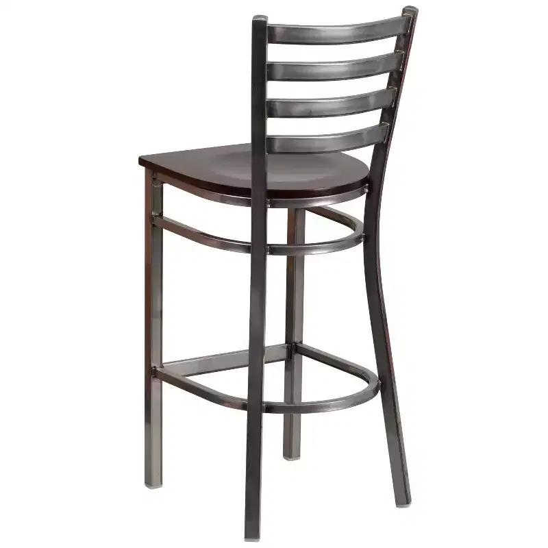 2 Pack Clear Coated Ladder Back Metal Restaurant Barstool