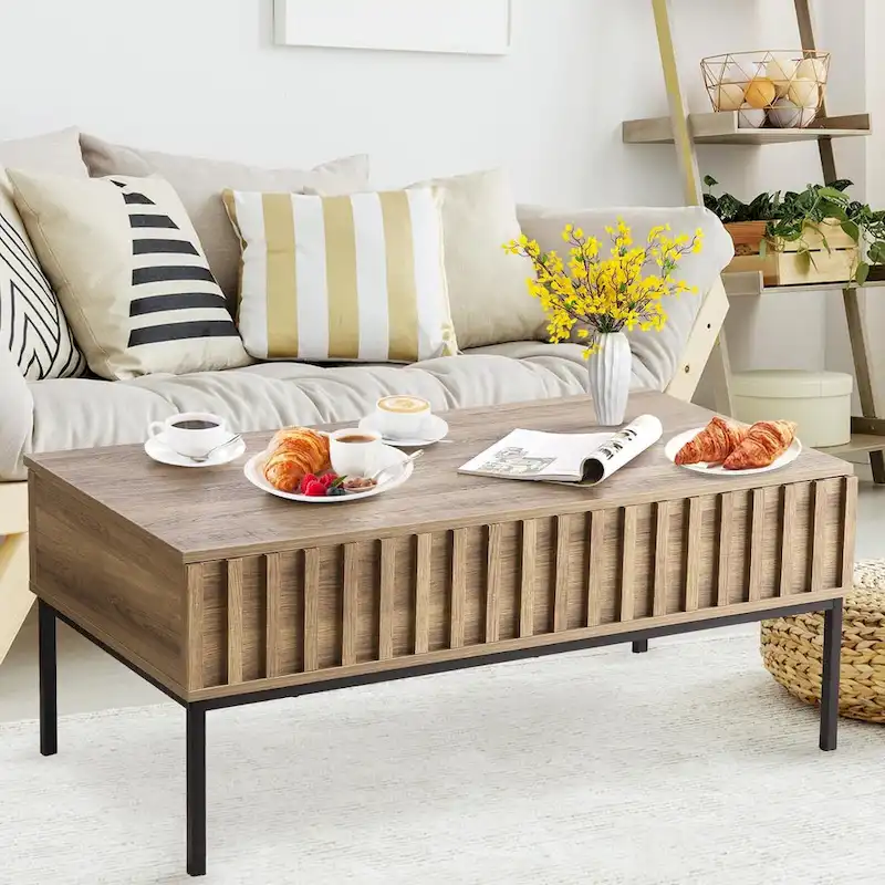 Wooden Coffee Table, Lift Top Coffee Table with Large Hidden Storage Compartment - 22*43